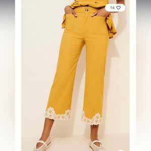 Maeve The Colette Floral Embroidered Pants